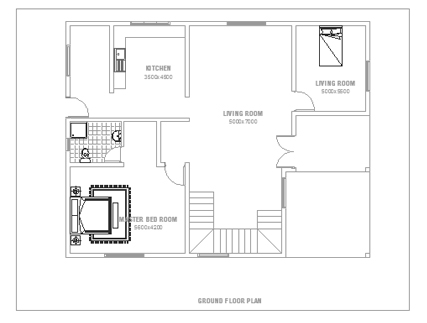 Double Story Small House Plan - ground floor