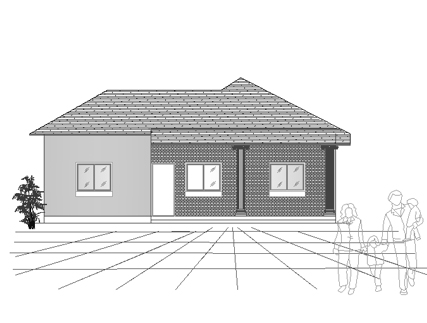 Single story house plan 03 - front elevation