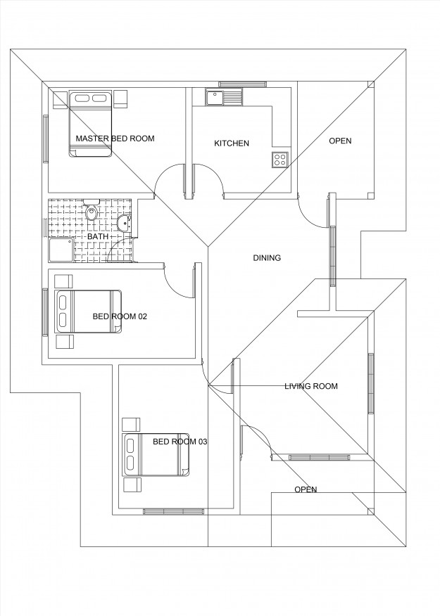 Single-story-three-bedroom-house-plan-elevation-free-download