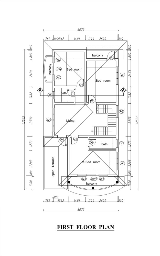 First floor plan of double story house