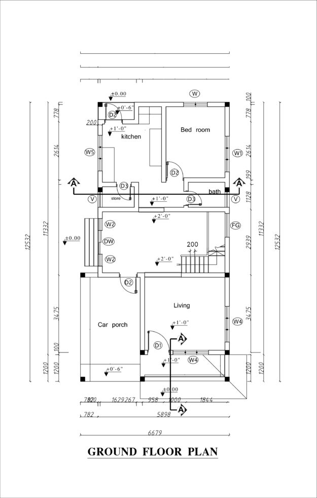 Ground floor plan of double story house