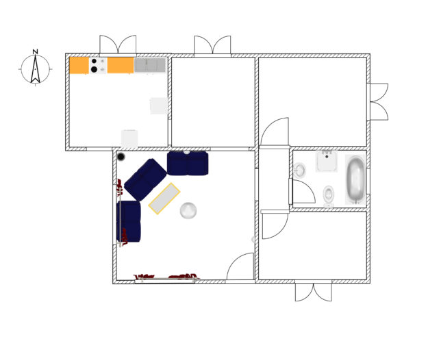 Two bed room 3D house plan with elevation - free download from dwg net.com