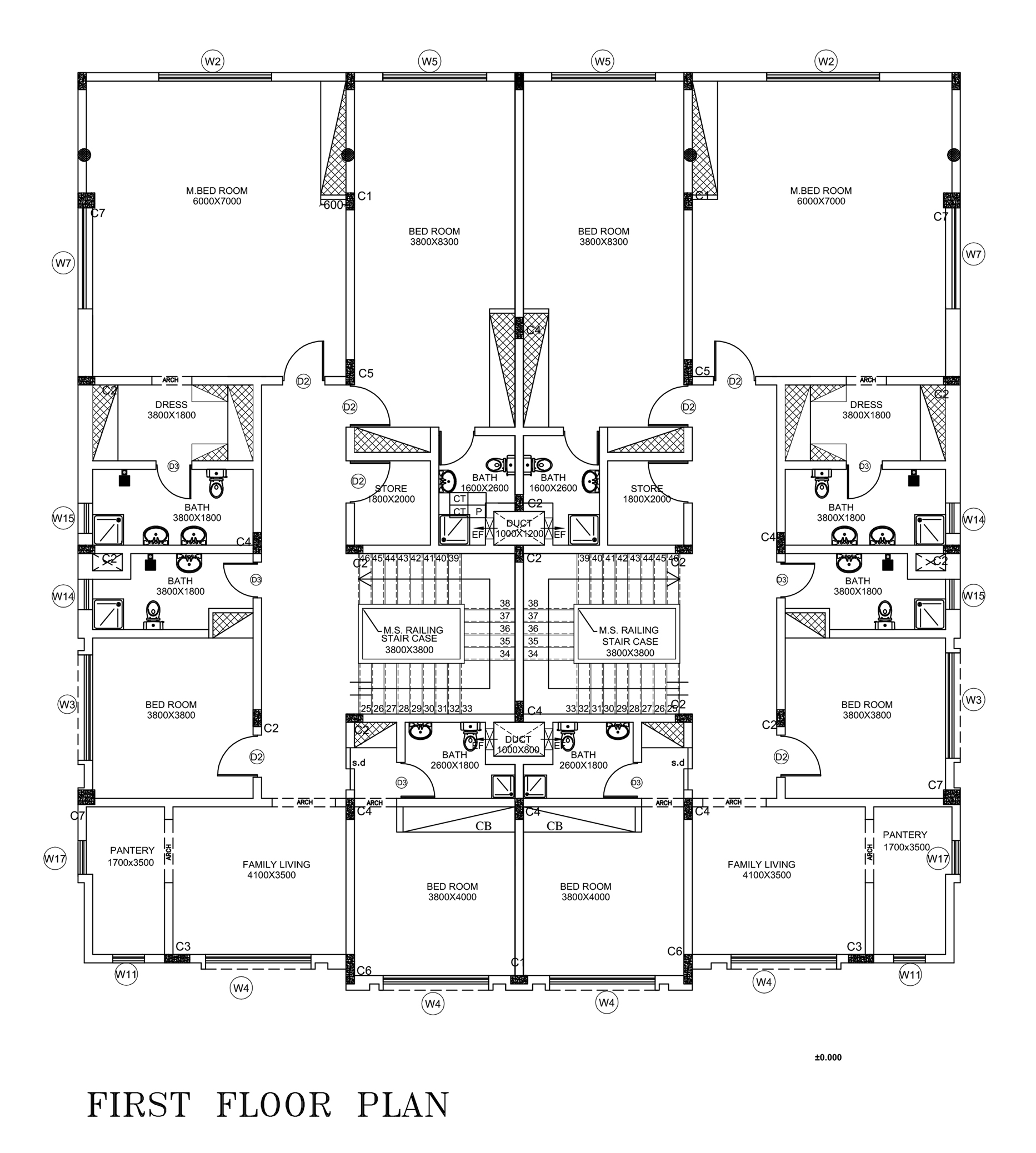 FIRST FLOOR PLAN FOR DOUBLE STORY TWIN VILLA