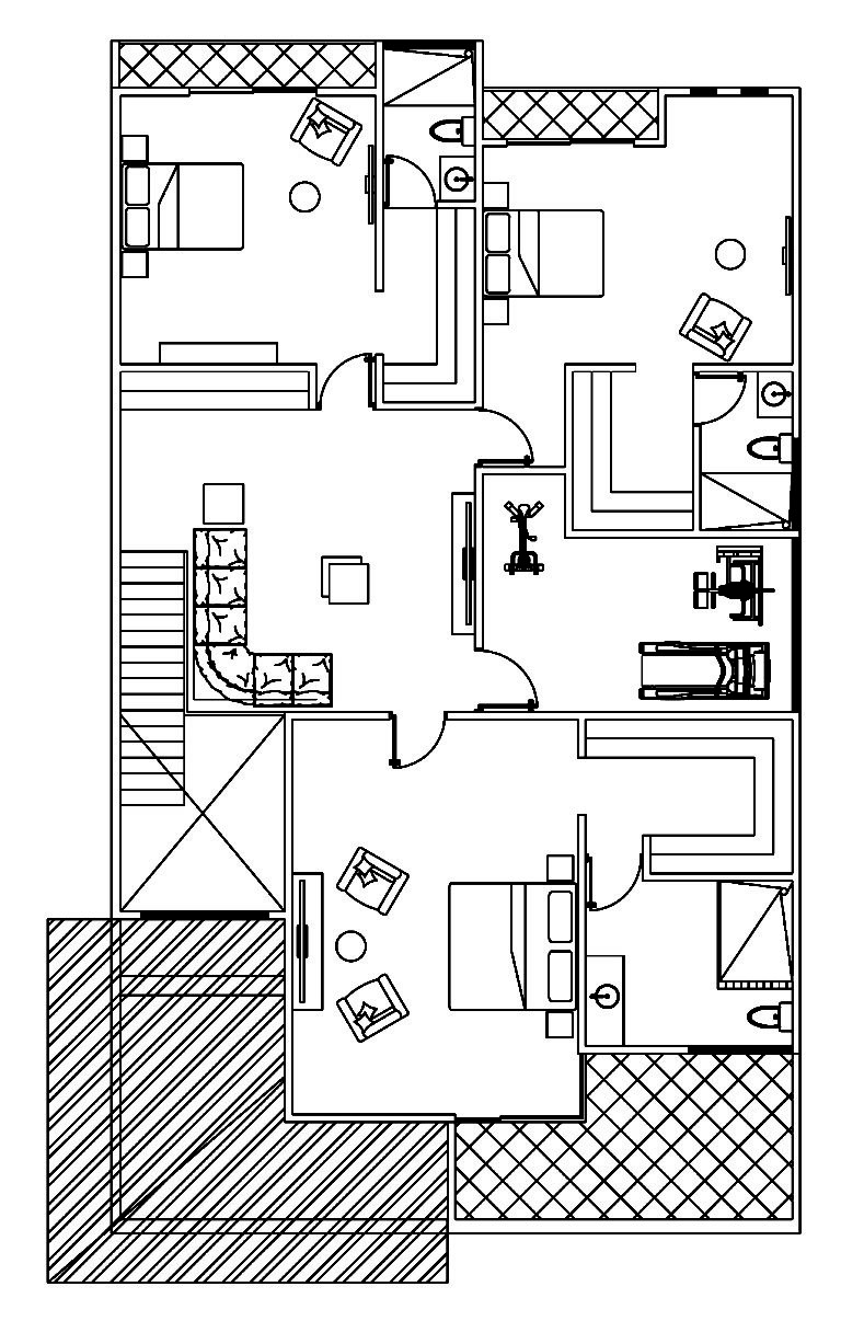 three bedroom double floor house plan with car parking and servent room ...